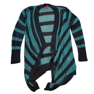 BONGO Black and Teal Striped Cardigan